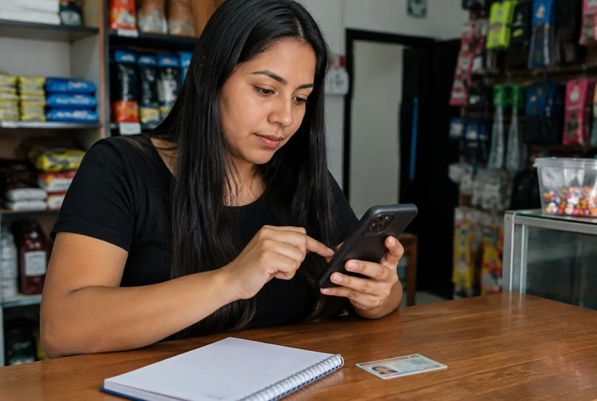 Comerciante registra su negocio en la plataforma Bemovil desde su celular