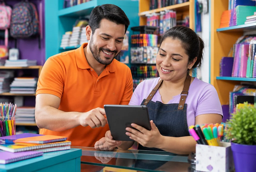 Escena ilustrativa de asesoría a comercios